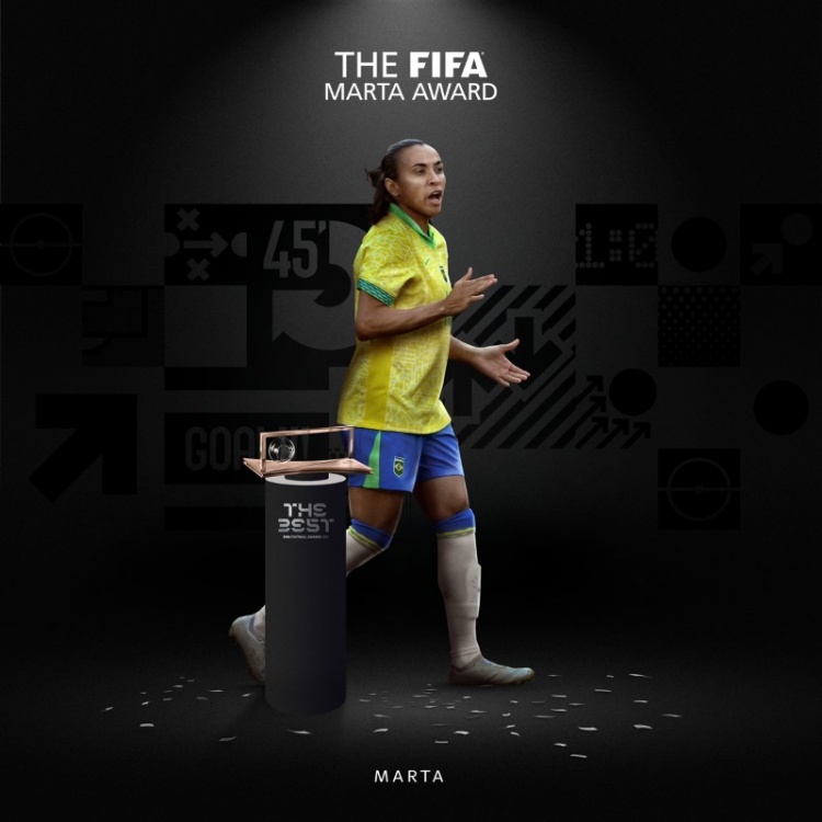 女足版普斯卡什！FIFA官方：巴西傳奇瑪塔獲得首屆瑪塔獎